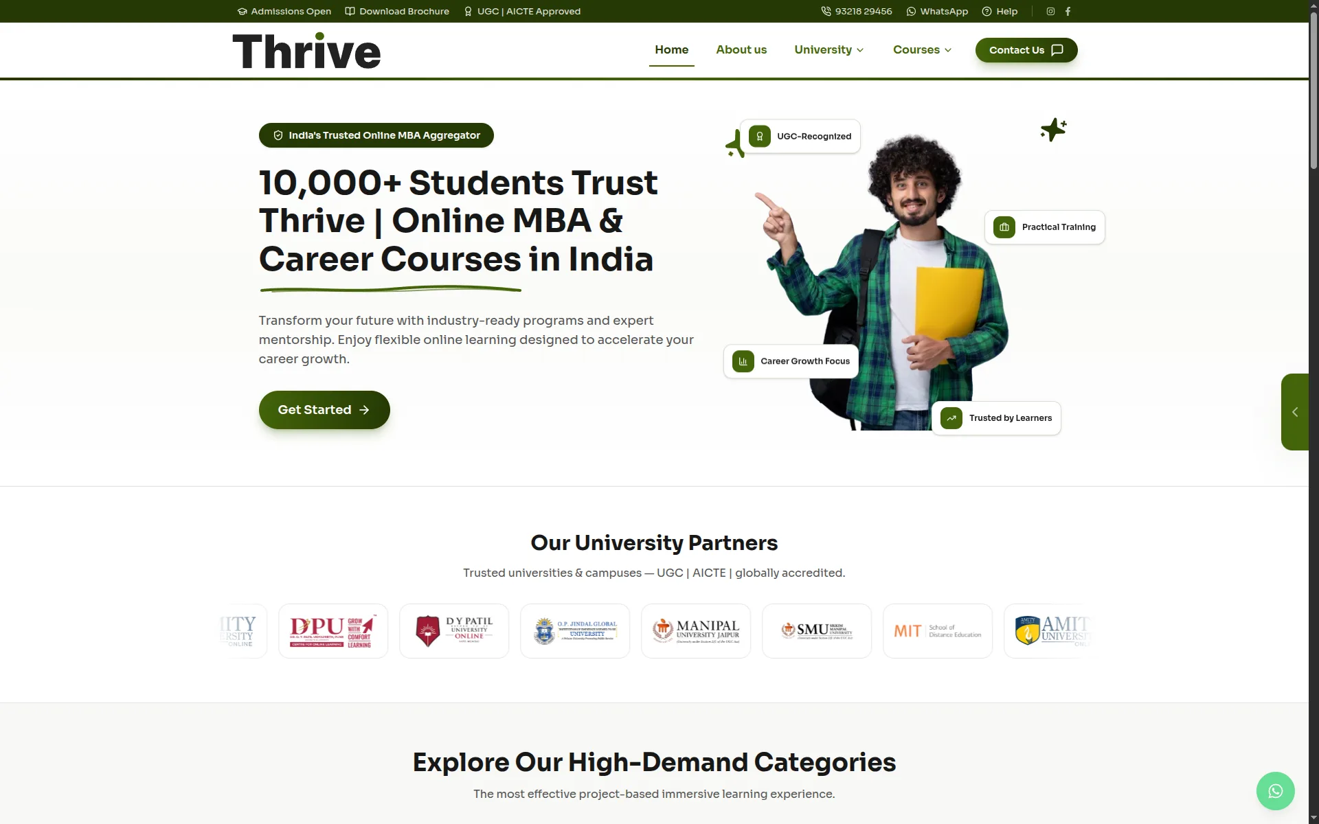 Thrive Education Education CMS & CRM Platform — product interface screenshot