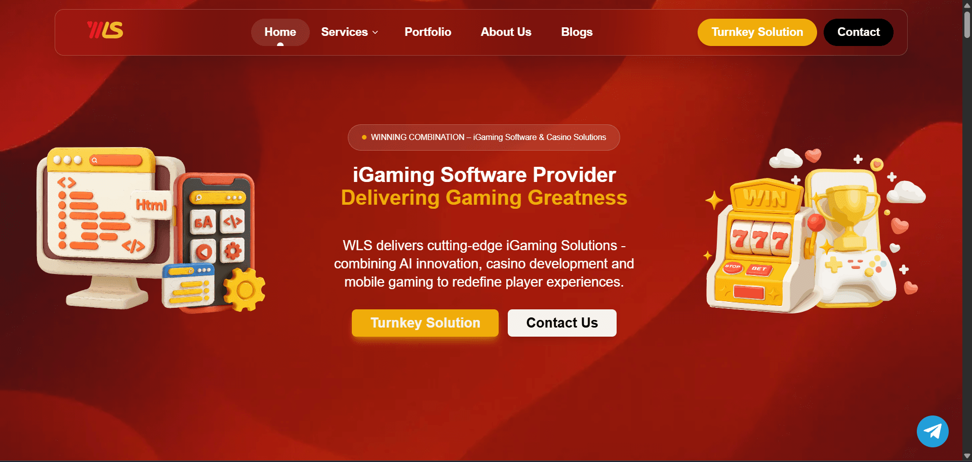 White Label Solutions B2B iGaming Software Website — product interface screenshot